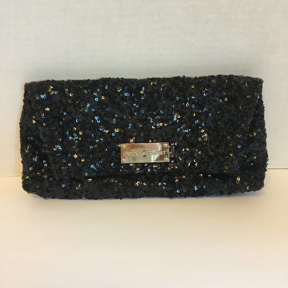 Victoria’s Secret Black Sequin Clutch Bag Purse